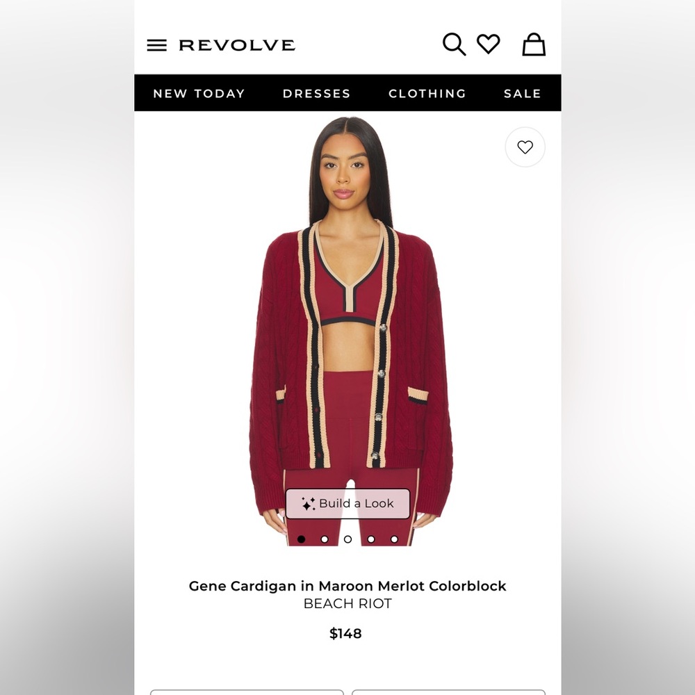 Beach Riot Gene Cardigan size M color is Maroon Merlot